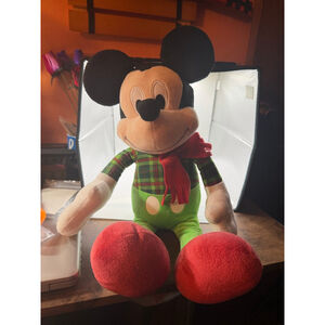 Boys Disney Mickey Mouse Stuffed Animal One Size Green Red Plaid
